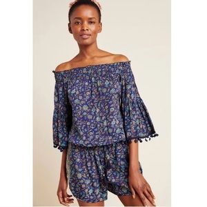 Anthropologie floral off the shoulder romper